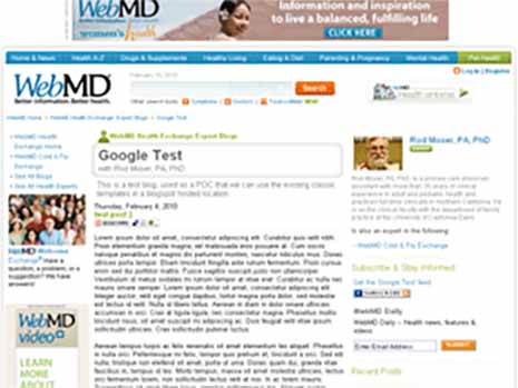 Screenshot from WebMD Blogs